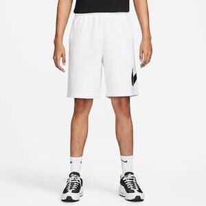 White Nike athletic shorts with black dotted check mark